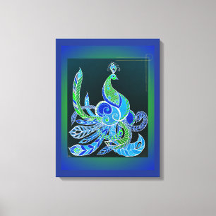 Jade Majesty Elegant Green and blue peacock Canvas Print