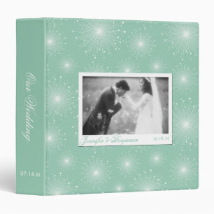 Jade Mint Green White Sunbursts Wedding Album Binder