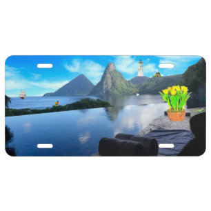Jade Mountains Resort Aluminum License Plate