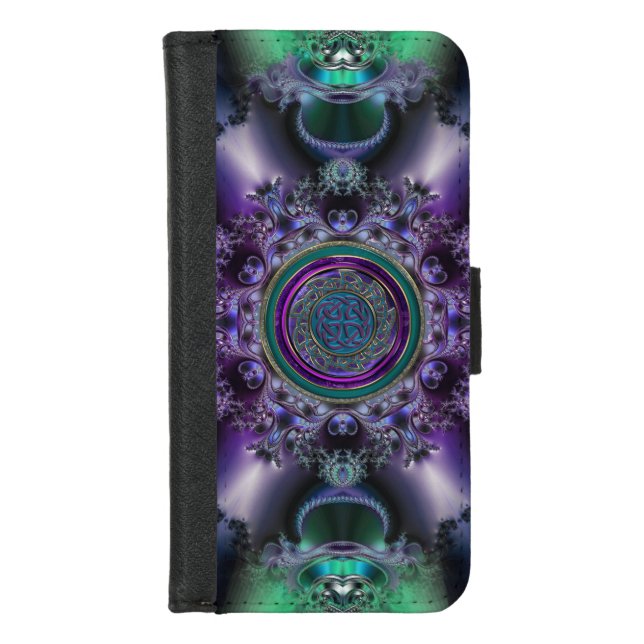 Jade 'n Amethyst Celtic Fractal iPhone Wallet Case (Front)