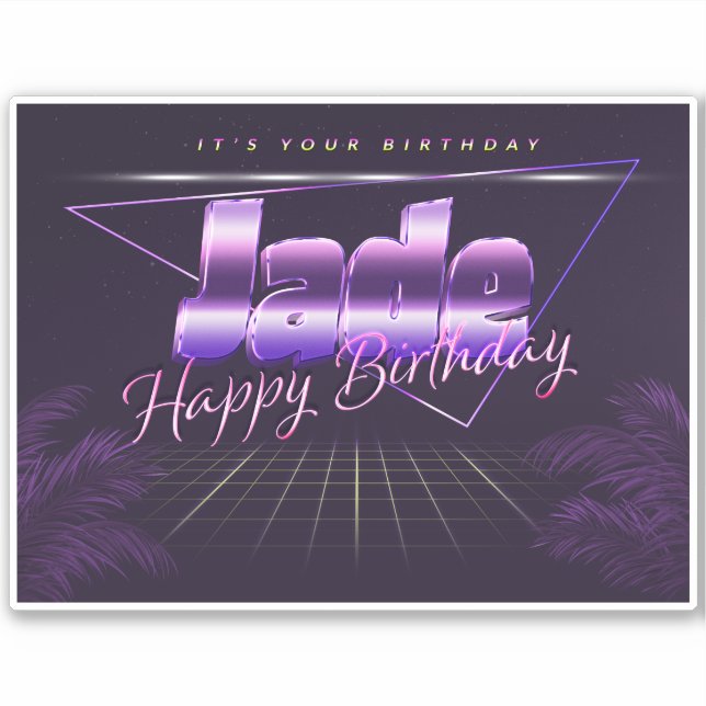 Jade name first name lila retro sticker birthday (Front)