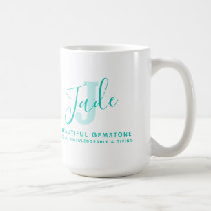 Jade name meaning monogram J green teal text Coffee Mug