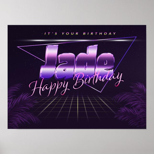 Jade Name Vorname lila retro Poster Geburtstag (Front)