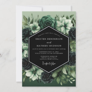 Jade Nocturnal Botanical Wedding Invitation