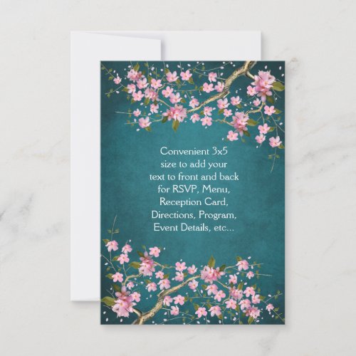 Jade Pink Japanese Cherry Blossoms Wedding Invite