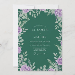 Jade Purple Leaf Wedding Invitation