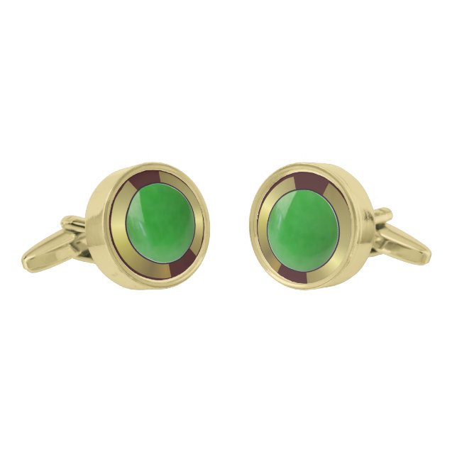 Jade Round Cufflinks (Angled)