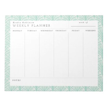 Jade Scallops Elegant Weekly Planner Notepad by Low_Star_Studio at Zazzle