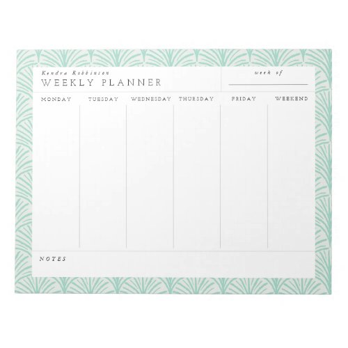 Jade Scallops Elegant Weekly Planner Notepad