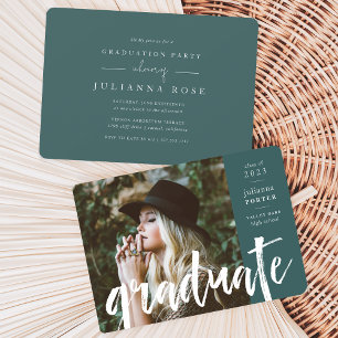 Jade Sketched Overlay Graduation Party Invitation