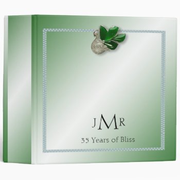 Jade Swan 35th Wedding Anniversary Binder by NoteableExpressions at Zazzle