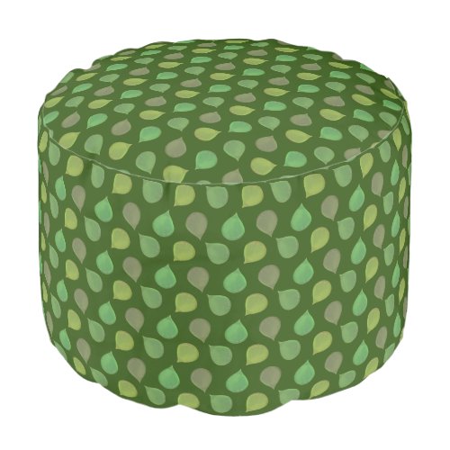 Jade Tree Green Leaves on Forest Green Pouf