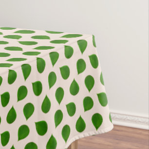 Jade Tree Green Leaves on Light Beige Tablecloth