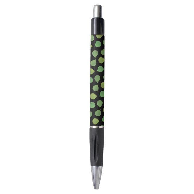 Jade Tree Green Leaves on White Black Ink Pen (Front Vertical)