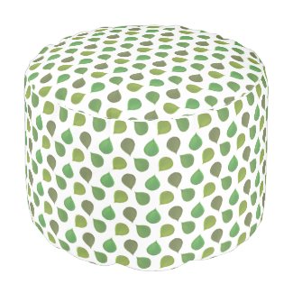 Jade Tree Green Leaves on White Pouf