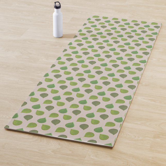 Jade Tree Leaves on Beige Yoga Mat (In Situ)