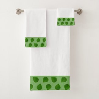 Jade Tree Leaves on Green & White