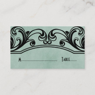 Jade Vintage Swirls Place Card