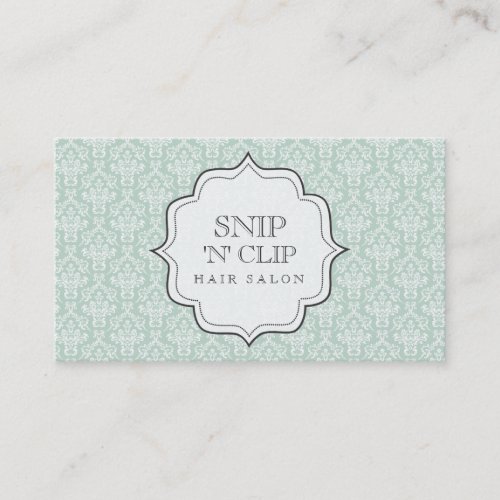 Jade Vintage Victorian Damask Hair Stylist Fashion Business Card Templates