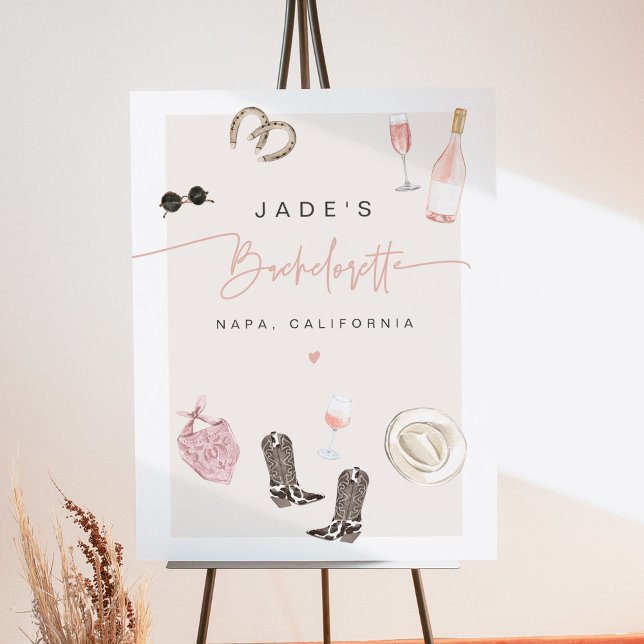 JADE Wine Cowgirl Country Bachelorette Itinerary Foam Board (Creator Uploaded)