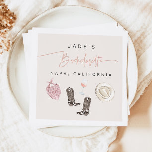 JADE Wine Cowgirl Country Bachelorette Itinerary Napkins