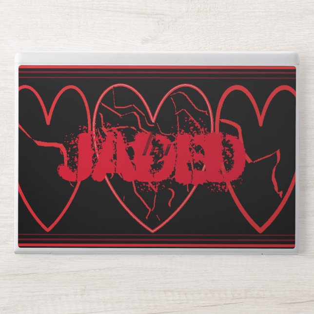 Jaded Black and Red Broken Hearts HP Laptop Skin (Front)