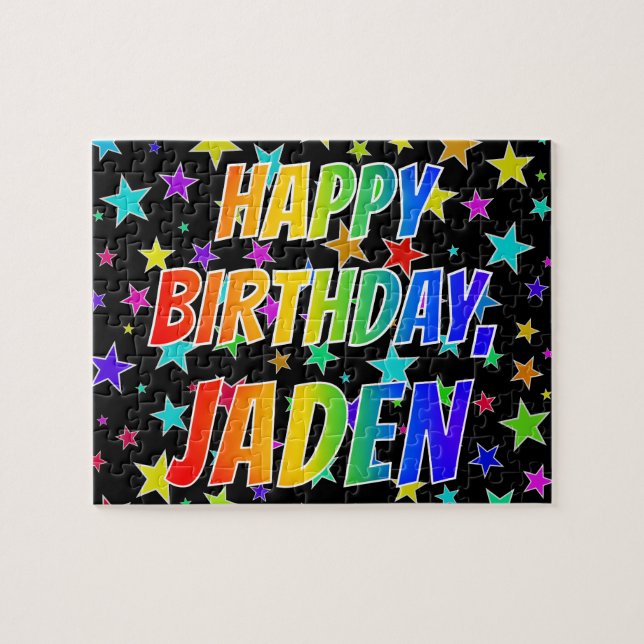 "JADEN" First Name, Fun "HAPPY BIRTHDAY" Jigsaw Puzzle (Horizontal)
