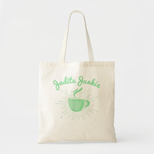 Jadite Junkie - Vintage Jadeite Green Coffee Cup Tote Bag (Front)