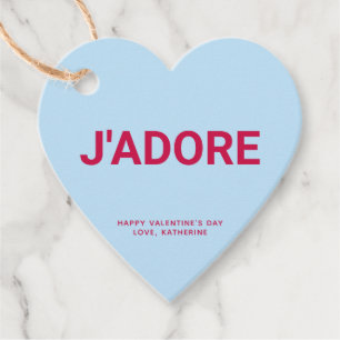 J'adore blue heart fun cute Valentine's Day custom Favor Tags