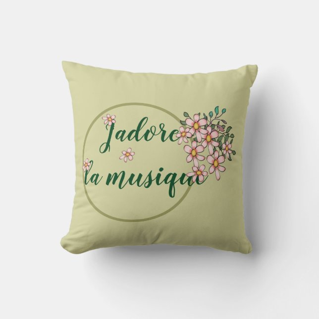 j'adore la musique - throw pillow for music lovers (Front)