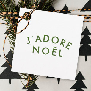 J'adore Noel Christmas Minimalist Green White Favor Tags