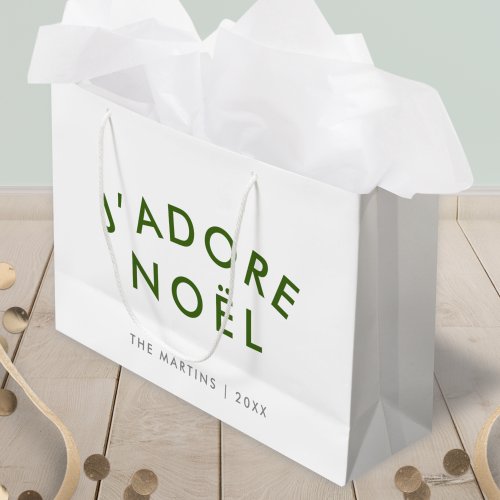 Jadore Noel  Christmas Minimalist Green White Large Gift Bag