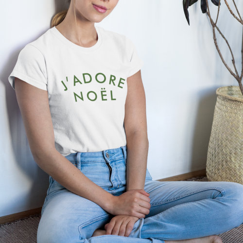 Jadore Noel  Christmas Minimalist Green White T_Shirt
