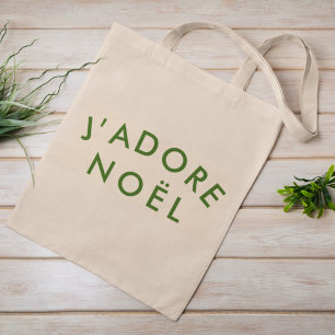 J'adore Noel   Love Christmas French Quote Art Tote Bag