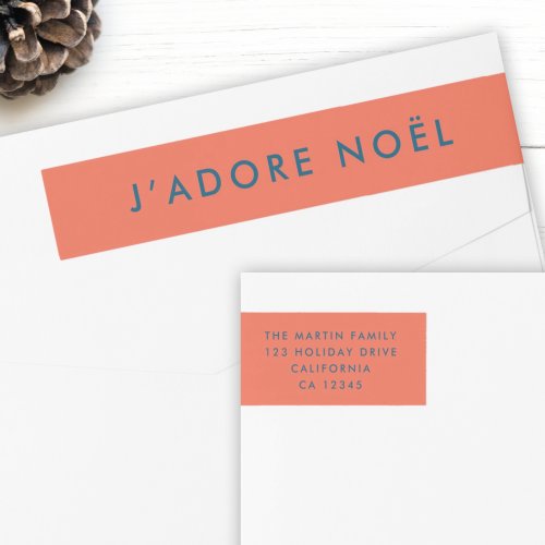 Jadore Noel  Modern Christmas Return Address Wrap Around Label