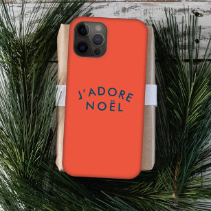 J'adore Noel   Modern Love Christmas Red and Navy iPhone 15 Case