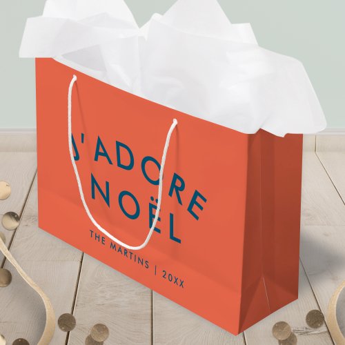 Jadore Noel  Modern Love Christmas Red and Navy Large Gift Bag