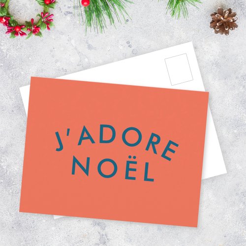 Jadore Noel  Modern Love Christmas Red and Navy Postcard