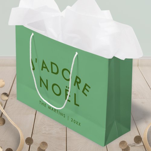 Jadore Noel  Modern Minimalist Love Xmas Green Large Gift Bag