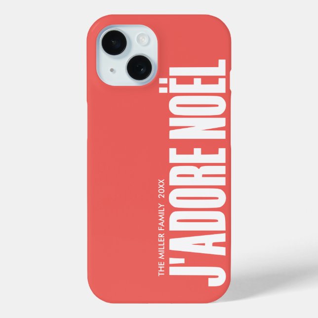 J'adore Noel Typography Christmas Custom Name Case-Mate iPhone Case (Back)