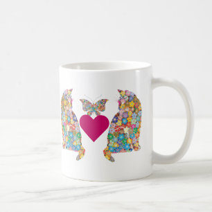J'adore Paris, Cats in Love, Hearts Butterflies Coffee Mug