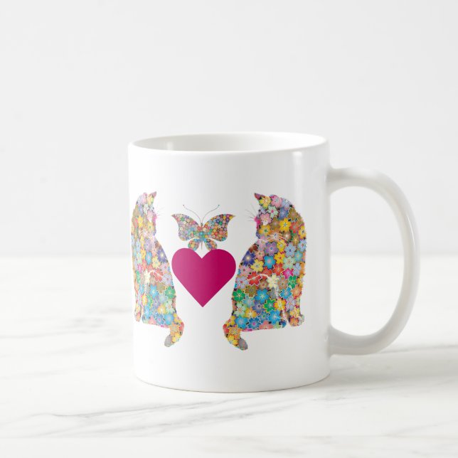 J'adore Paris, Cats in Love, Hearts Butterflies Coffee Mug (Right)