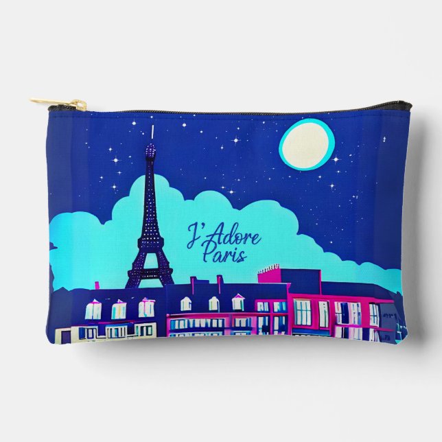 J'adore Paris - Fantasy Paris Under a Full Moon Accessory Pouch (Front)