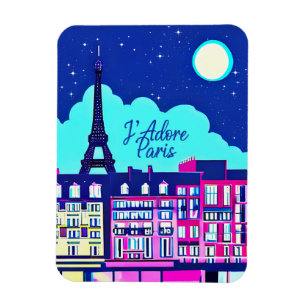 J'adore Paris - Fantasy Paris Under a Full Moon Magnet