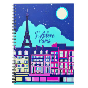 J'adore Paris - Fantasy Paris Under a Full Moon Notebook