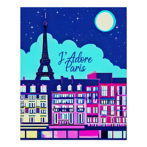 Jadore Paris _ Fantasy Paris Under a Full Moon  Poster