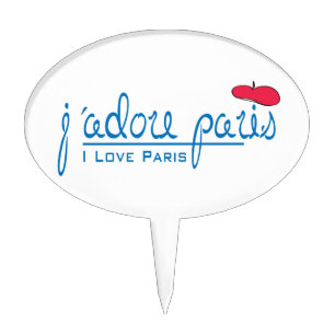 j'adore Paris (I love Paris) with red beret Cake Topper