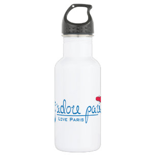 j'adore Paris (I love Paris) with red beret Water Bottle