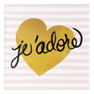 J'adore Quote Black & Gold Heart Acrylic Print
