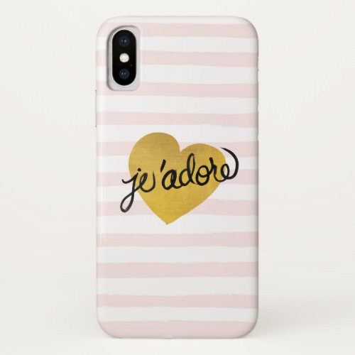Jadore Quote  Black  Gold Heart iPhone X Case